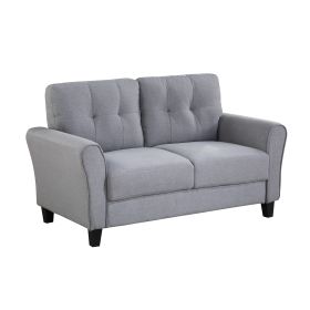 57.5" Modern Living Room Loveseat Linen Upholstered Couch Furniture for Home or Office ; Light Grey-Blue; (2-Seat; Old Sku:WF288518AAC)