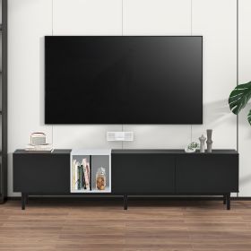 Modern TV Stand for 80'' TV with 3 Doors; Media Console Table; Entertainment Center with Large Storage Cabinet for Living Room; Bedroom