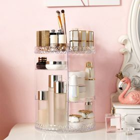 Rotating Makeup Organizer Clear Cosmetic Storage Rack Transparent Jewelry Display Box Case with 4 Trays One 17 Slot Top Shelf