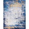 ZARA Collection Abstract Design Blue Grey Yellow Machine Washable Super Soft Area Rug