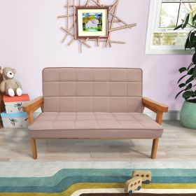 Microfibres fabric upholstered children leisure sofa with wood armrest