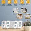 3D LED Digital Wall Clock Sound Control Table Desk Alarm Clock w/ 3 Auto Adjustable Brightness Snooze