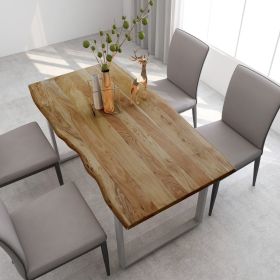 Dining Table 63"x31.5"x29.9" Solid Acacia Wood