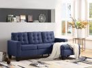 Earsom Sectional Sofa (Rev. Chaise); Blue Linen