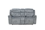 Mariana Loveseat w/Console (Motion); Silver Gray Fabric