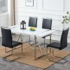 Dining Table.Rustic Industrial Rectangular MDF Wood White Dining Table For 4-6 Person, With 1.6" Thick Engineered Wood Tabletop and plating Metal Legs