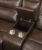 Aashi Loveseat w/Console (Motion); Brown Leather-Gel Match