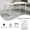 Dining Table.Rustic Industrial Rectangular MDF Wood White Dining Table For 4-6 Person, With 1.6" Thick Engineered Wood Tabletop and plating Metal Legs