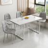 Dining Table.Rustic Industrial Rectangular MDF Wood White Dining Table For 4-6 Person, With 1.6" Thick Engineered Wood Tabletop and plating Metal Legs