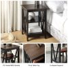 conifferism Wood Small End Table with 3-Tiered Shelves for Storage, Narrow Night Stands for Bedrooms, Industrial Wooden Chairside Table with Black V S