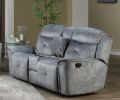 Mariana Loveseat w/Console (Motion); Silver Gray Fabric