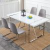 Dining Table.Rustic Industrial Rectangular MDF Wood White Dining Table For 4-6 Person, With 1.6" Thick Engineered Wood Tabletop and plating Metal Legs