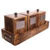 WILLART Handcrafted Wooden Antique Look Tea Coffee Sugar 3 Large Container Set in Wooden Tray â€šÃ„Ã¬ Container Canister