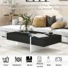 ON-TREND Contemporary Rectangle Design Living Room Furniture; Modern High Gloss Surface Cocktail Table; Center Table for Sofa or Upholstered Chairs; 4