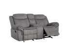 Zubaida Loveseat w/Console (Glider & Motion); 2-Tone Gray Velvet YJ