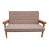 Microfibres fabric upholstered children leisure sofa with wood armrest