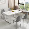 Dining Table.Rustic Industrial Rectangular MDF Wood White Dining Table For 4-6 Person, With 1.6" Thick Engineered Wood Tabletop and plating Metal Legs