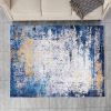 ZARA Collection Abstract Design Blue Grey Yellow Machine Washable Super Soft Area Rug