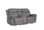 Zubaida Loveseat w/Console (Glider & Motion); 2-Tone Gray Velvet YJ