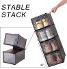 Storage Shoe Box;  Foldable Clear Sneaker Display Box;  Stackable Storage Bins Shoe Container Organizer;  8 Pack - Black