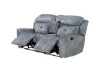 Mariana Loveseat w/Console (Motion); Silver Gray Fabric