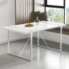 Dining Table.Rustic Industrial Rectangular MDF Wood White Dining Table For 4-6 Person, With 1.6" Thick Engineered Wood Tabletop and plating Metal Legs