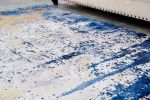 ZARA Collection Abstract Design Blue Grey Yellow Machine Washable Super Soft Area Rug