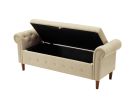 Beige Multifunctional Storage Rectangular Sofa Stool