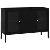 Sideboard Black 41.3"x13.8"x27.6" Steel and Tempered Glass