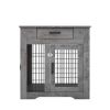 Furniture Style Dog Crate End Table with Drawer, Pet Kennels with Double Doors, Dog House Indoor Use, Weathered Grey