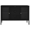 Sideboard Black 41.3"x13.8"x27.6" Steel and Tempered Glass