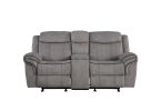 Zubaida Loveseat w/Console (Glider & Motion); 2-Tone Gray Velvet YJ