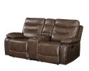 Aashi Loveseat w/Console (Motion); Brown Leather-Gel Match