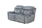 Mariana Loveseat w/Console (Motion); Silver Gray Fabric