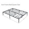 Queen Size Bed Frame Metal Heavy Duty Iron Beds Frames - black XH