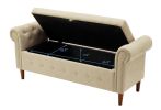 Beige Multifunctional Storage Rectangular Sofa Stool