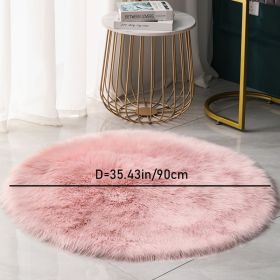 1pc Round Faux Fur Sheepskin Rugs; Fluffy Living Room Carpet; Bedroom Floor Mat; Fluffy Round Rug For Seat Cover; Photographing Background Of Jeweller (Color: Pink, size: 35.4*35.4"/90*90cm)