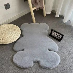 Cute Bear Carpet Plush Foot Pad Soft Fluffy Decorative Bedroom Girl Boy Kids Room Bedside Fuzzy Floor Mat Non-slip Comfortable (Color: Grey, size: 90cm x 120cm)