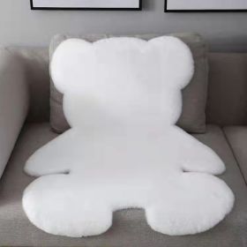 Cute Bear Carpet Plush Foot Pad Soft Fluffy Decorative Bedroom Girl Boy Kids Room Bedside Fuzzy Floor Mat Non-slip Comfortable (Color: White, size: 60cm x 80cm)