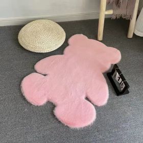 Cute Bear Carpet Plush Foot Pad Soft Fluffy Decorative Bedroom Girl Boy Kids Room Bedside Fuzzy Floor Mat Non-slip Comfortable (Color: Pink, size: 90cm x 120cm)