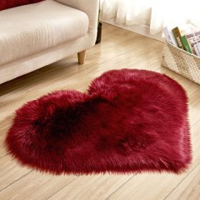 6cm Plush Carpet Fuzzy Wool Floor Mat Multicolor Heart Soft Fluffy Cozy Living Room Bedroom Aldult Child Boy Girl Fashion Lovely (Color: Wine red, size: 70cm x 80cm)