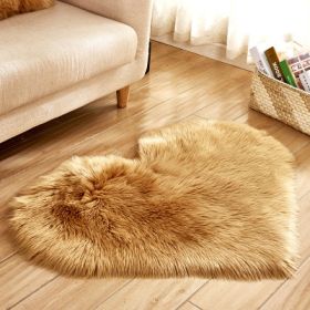 6cm Plush Carpet Fuzzy Wool Floor Mat Multicolor Heart Soft Fluffy Cozy Living Room Bedroom Aldult Child Boy Girl Fashion Lovely (Color: Khaki, size: 70cm x 80cm)