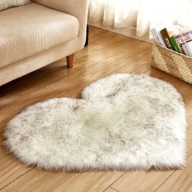 6cm Plush Carpet Fuzzy Wool Floor Mat Multicolor Heart Soft Fluffy Cozy Living Room Bedroom Aldult Child Boy Girl Fashion Lovely (Color: White grey, size: 30cm x 40cm)