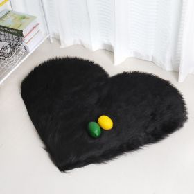 6cm Plush Carpet Fuzzy Wool Floor Mat Multicolor Heart Soft Fluffy Cozy Living Room Bedroom Aldult Child Boy Girl Fashion Lovely (Color: BLACK, size: 30cm x 40cm)