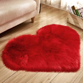 6cm Plush Carpet Fuzzy Wool Floor Mat Multicolor Heart Soft Fluffy Cozy Living Room Bedroom Aldult Child Boy Girl Fashion Lovely (Color: Red, size: 30cm x 40cm)