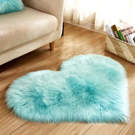 6cm Plush Carpet Fuzzy Wool Floor Mat Multicolor Heart Soft Fluffy Cozy Living Room Bedroom Aldult Child Boy Girl Fashion Lovely (Color: Sky blue, size: 70cm x 90cm)