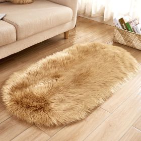 Fluffy 6cm Plush Carpet Fuzzy Wool Floor Mat Multicolor Oval Soft Living Room Bedroom Aldult Boys Girls Home Decor Cute Fashion (Color: BROWN, size: 40*60cm)