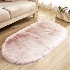 Fluffy 6cm Plush Carpet Fuzzy Wool Floor Mat Multicolor Oval Soft Living Room Bedroom Aldult Boys Girls Home Decor Cute Fashion (Color: Light pink, size: 60*120cm)