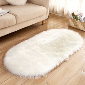 Fluffy 6cm Plush Carpet Fuzzy Wool Floor Mat Multicolor Oval Soft Living Room Bedroom Aldult Boys Girls Home Decor Cute Fashion (Color: White, size: 100*180cm)