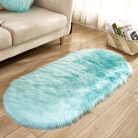 Fluffy 6cm Plush Carpet Fuzzy Wool Floor Mat Multicolor Oval Soft Living Room Bedroom Aldult Boys Girls Home Decor Cute Fashion (Color: light blue, size: 50*80cm)